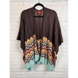 MISSONI for Target chevron wool blend brown multicolor poncho ruana cape wrap OS